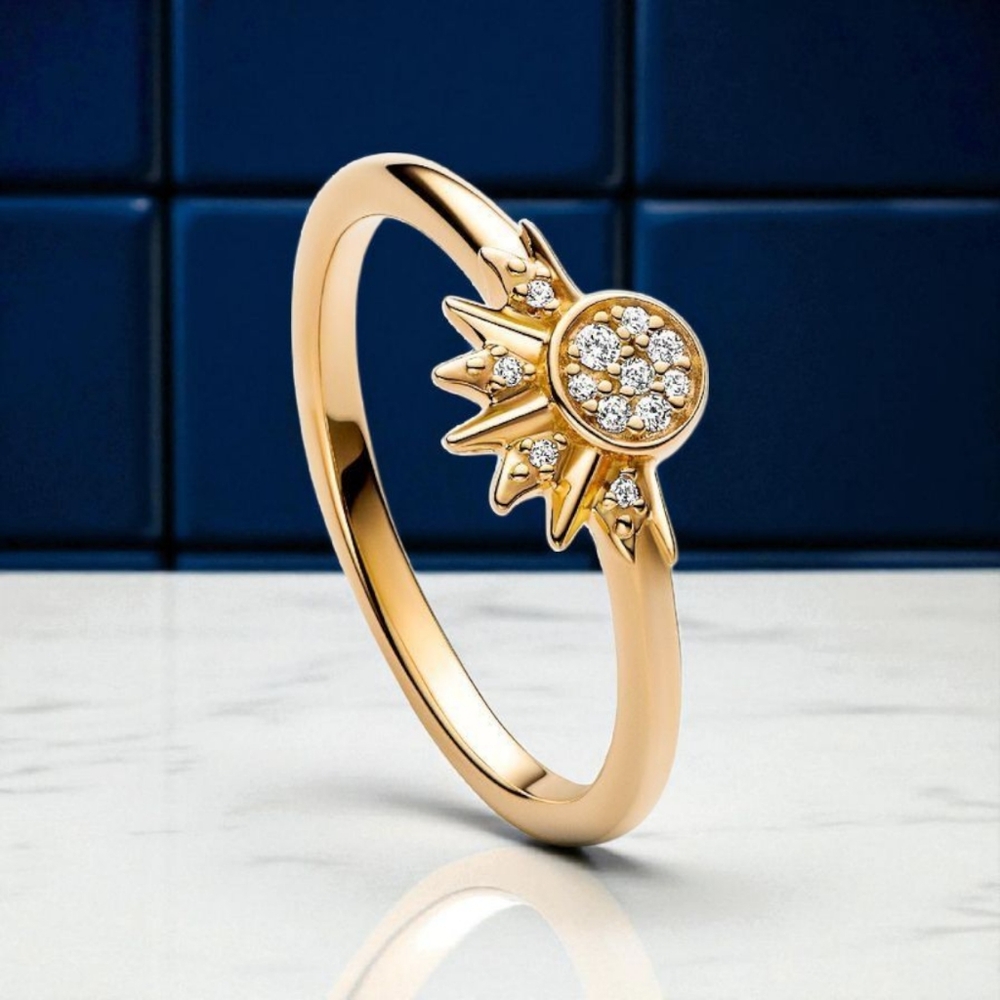 🆕️Enchanting Trending Celestial Sun & Moon S925 Sterling Silver Zirconia Rings - Picture 7 of 17